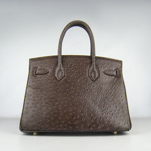 Replica Hermes Birkin 30CM Ostrich Veins Handbag Dark Coffee 6088 On Sale - Click Image to Close